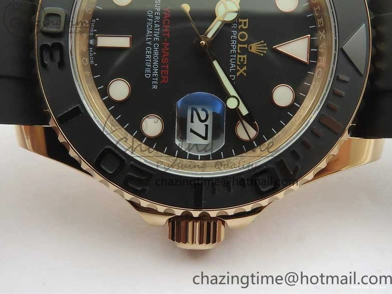 0405 Yacht-Master 126655 RG 3EF 1:1 Best Edition Black Ceramic Bezel on Black Rubber Strap VS Reliable 2488